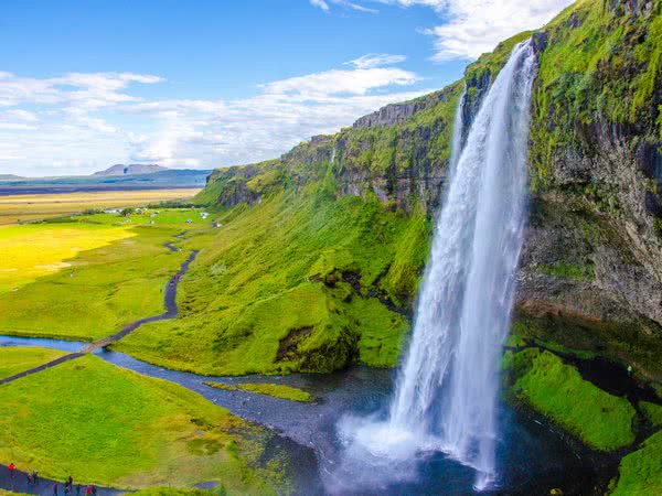 Bilck auf den Seljalandsfoss Wasserfall